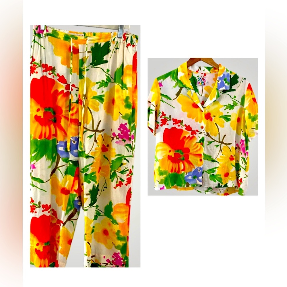 Jams World Flora Grande Pant Blouse Set Top XL Pants L